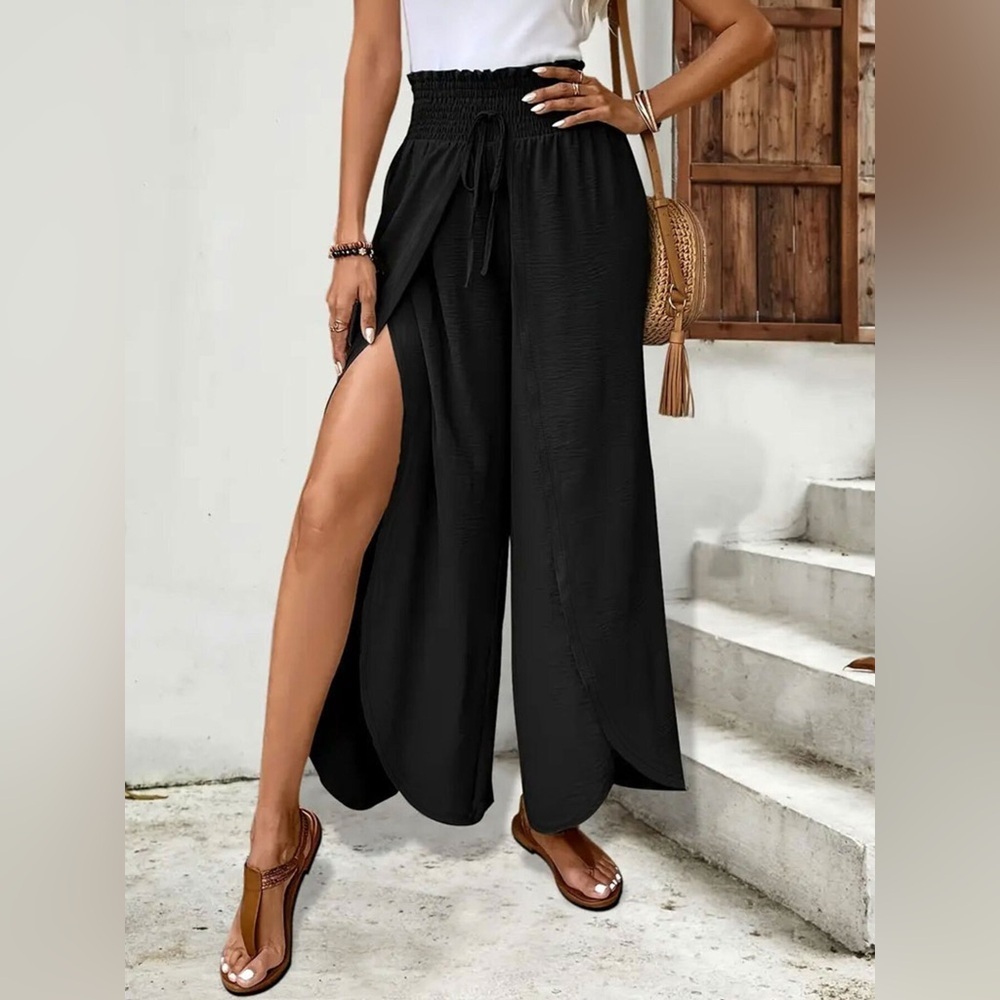 High-Waisted Side Slit Pants - Picture 3 of 4